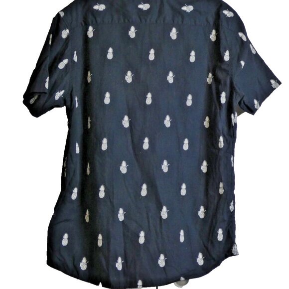 Molokai Surf Co. Men Shirt Size XL Black Pineapples Hawaiian Cotton Short Sleeve - Picture 4 of 11